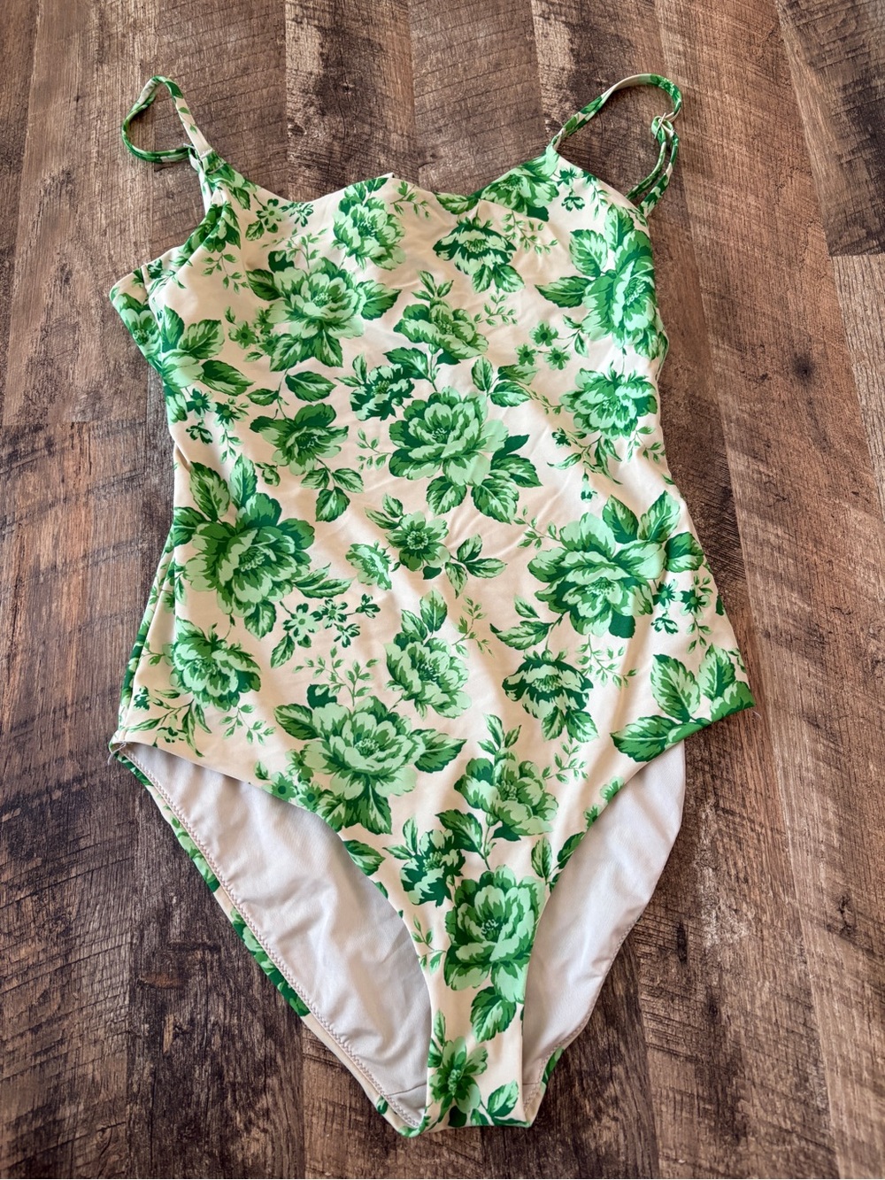 Aerie Green Floral One-Piece Swimsuit